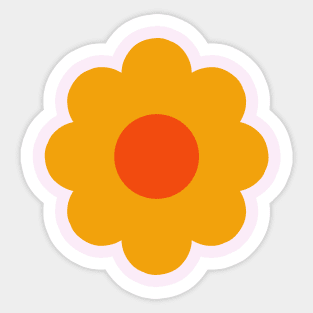 Groovy Yellow 60s Retro Vintage Sun Flower Pattern on pale pink Sticker